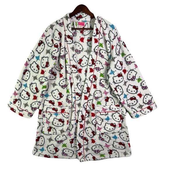SANRIO/HELLO KITTY Plush Fleece Robe Womens Size M - Picture 1 of 9